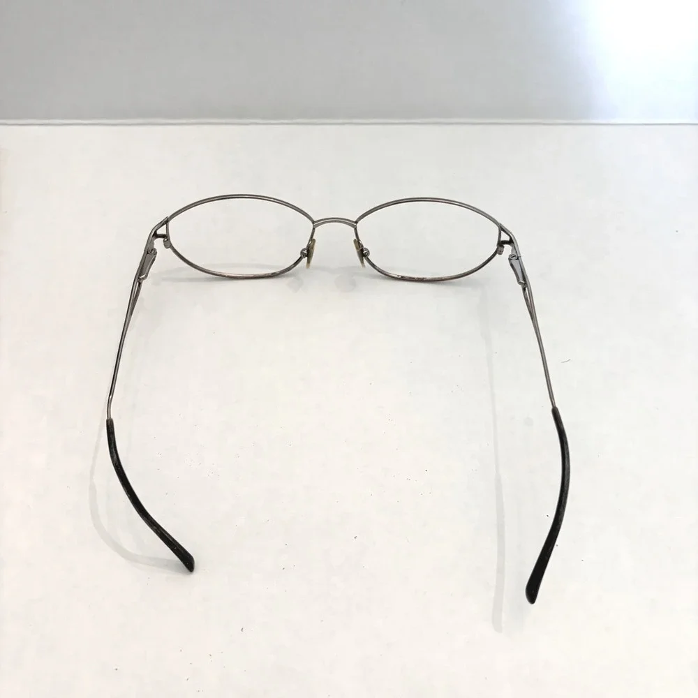 Vintage Silver Metal Oval Eyeglasses Rhinestone Detail Frames Womens